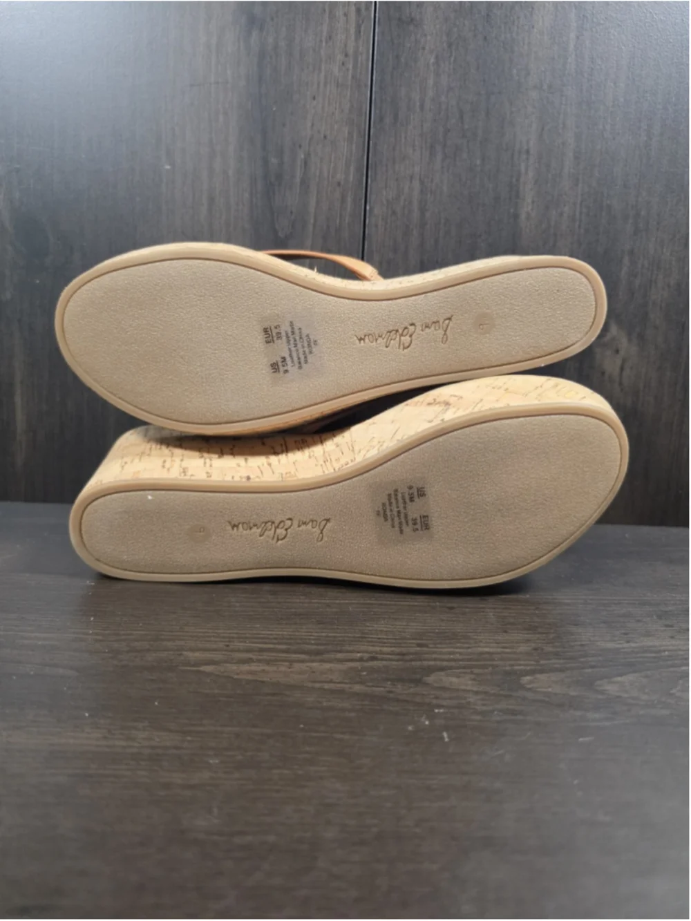 Sam Edelman Strappy Criss-cross Cork Platform Wedge Sandals 9.5 M Natural Brown